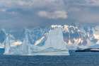 Antarctica. Landscape with mountains and icebergs. Art Print